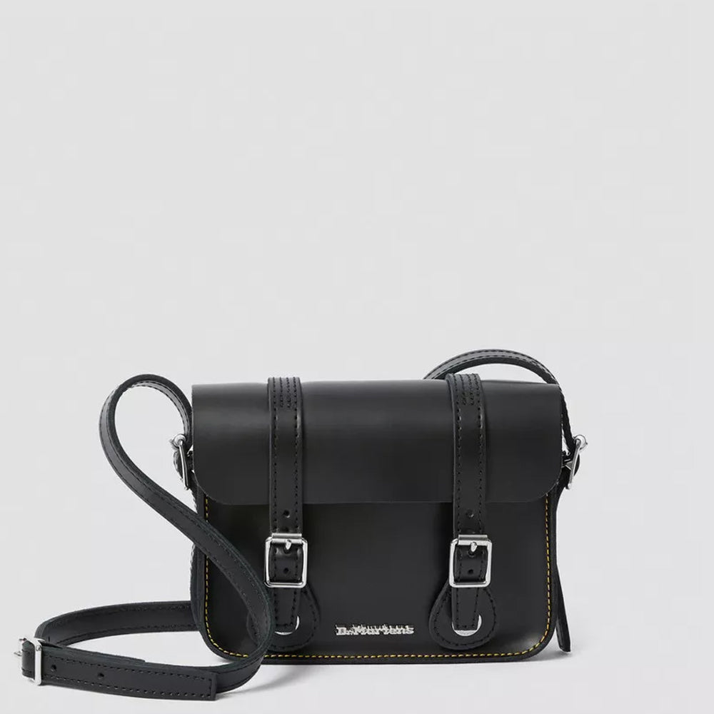 7 INCH LEATHER CROSSBODY BAG / BLACK SMOOTH