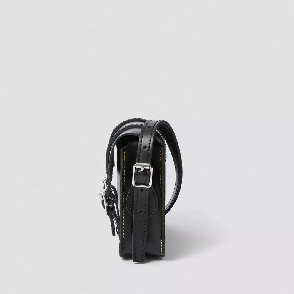 7 INCH LEATHER CROSSBODY BAG / BLACK SMOOTH