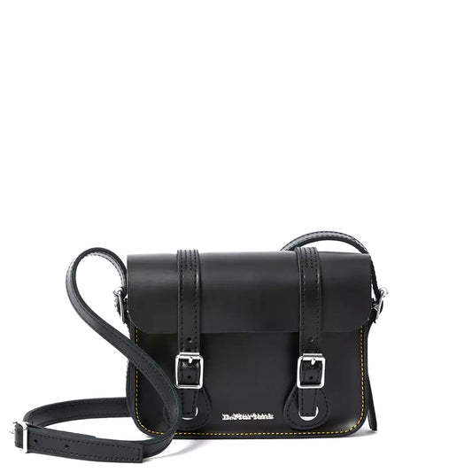 7 INCH LEATHER CROSSBODY BAG / BLACK SMOOTH
