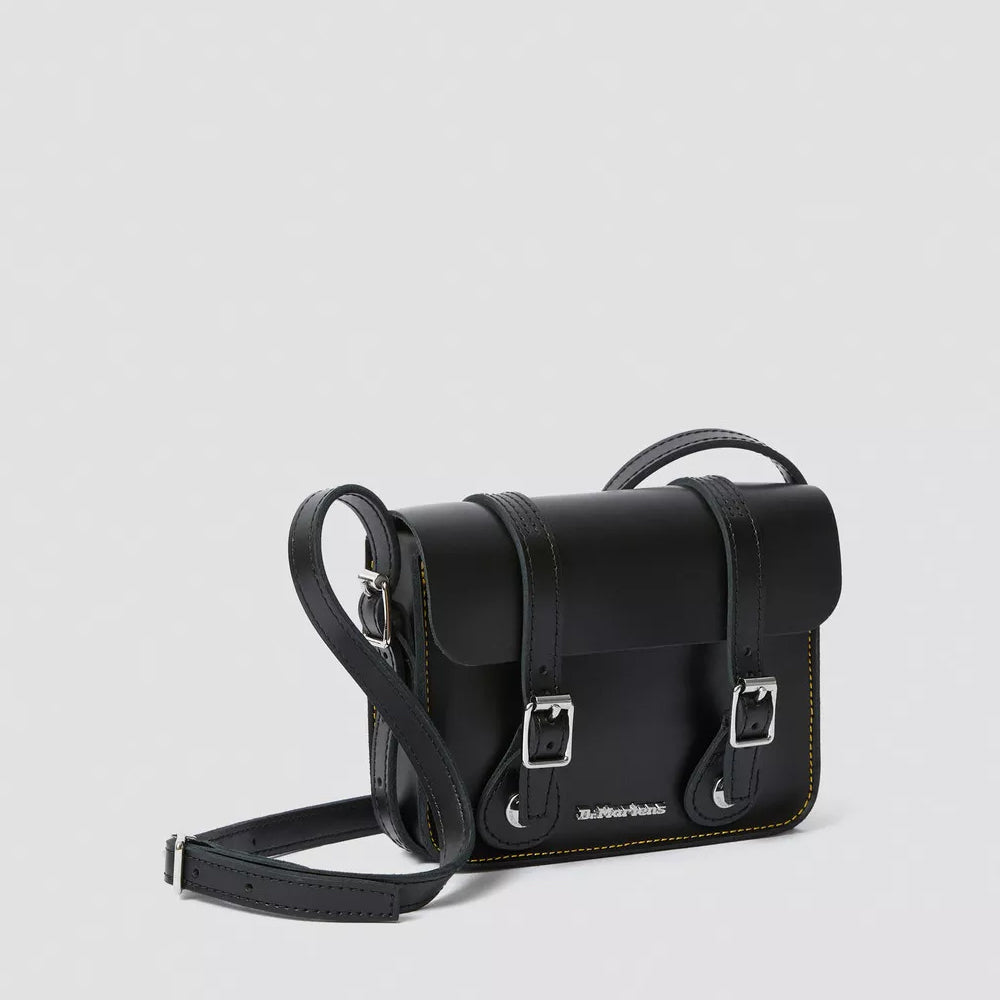 7 INCH LEATHER CROSSBODY BAG / BLACK SMOOTH