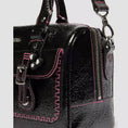 carregar imagem na visualização da galeria, TOP HANDLE DISTRESSED PATENT LEATHER BAG / BLACK
