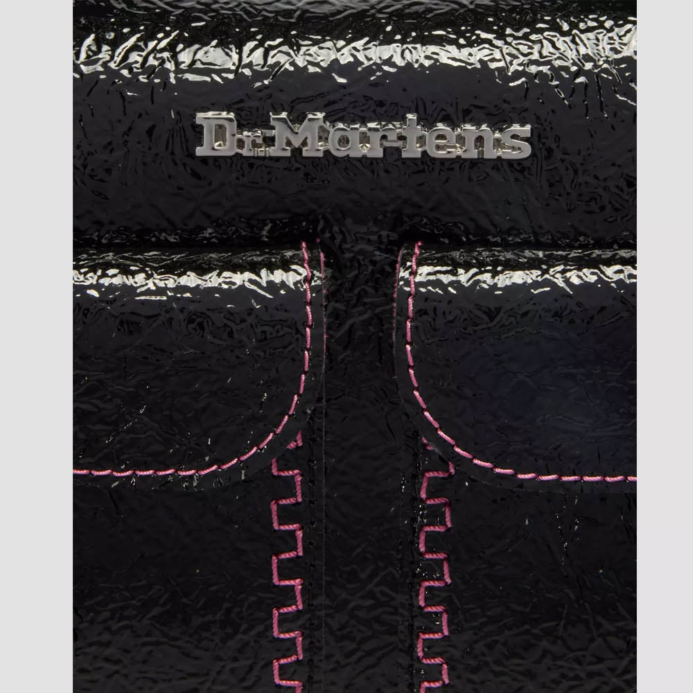 TOP HANDLE DISTRESSED PATENT LEATHER BAG / BLACK