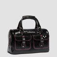 carregar imagem na visualização da galeria, TOP HANDLE DISTRESSED PATENT LEATHER BAG / BLACK
