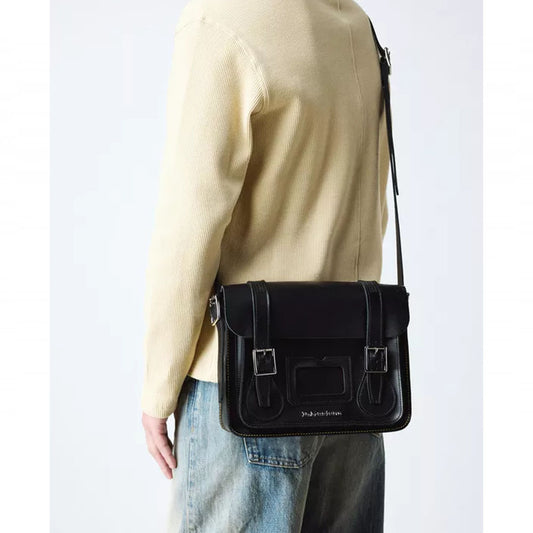 11 INCH KIEV SMOOTH LEATHER SATCHEL / BLACK
