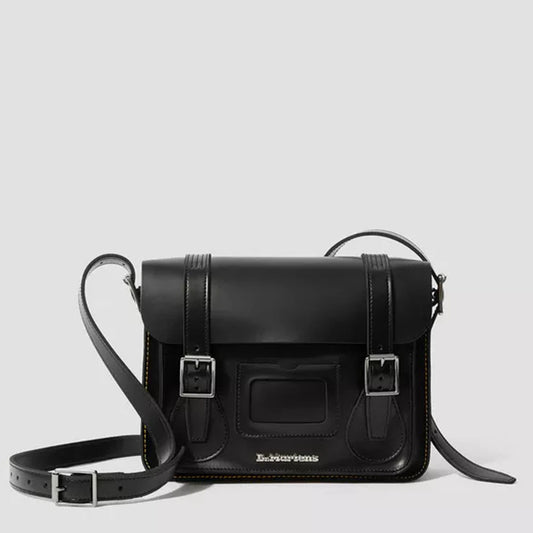 11 INCH KIEV SMOOTH LEATHER SATCHEL / BLACK